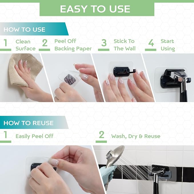 Hook LAB Self-Adhesive Shower Razor Holder, Removable & Reusable Waterproof - Image 6