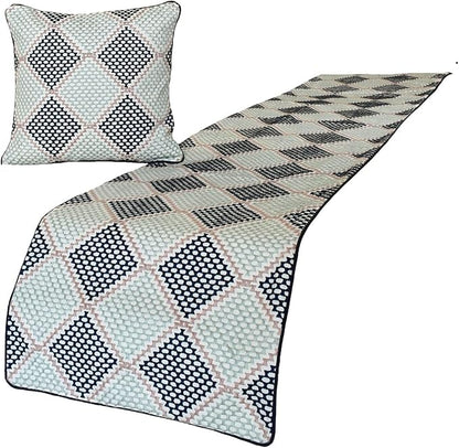 The HomeCentric King/Queen/Twin Blue Decorative Bed Runner Full 68"x18" Bed Runner with One Pillow Cover, Embroidered Bed Scarf on Embroidered Fabric - Pointillism