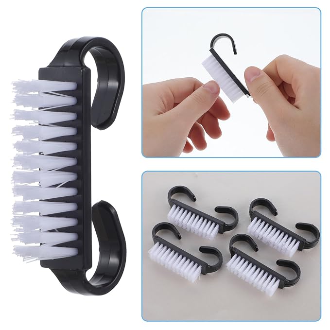 20 PCS Handle Grip Nail Brush Cleaner Black Nail Cleaning Brush Nylon - Image 3