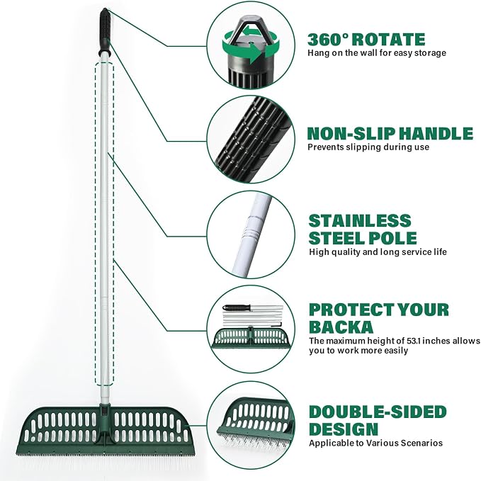 Artificial Turf Rake, 2 in 1 Turf Rake - Image 5