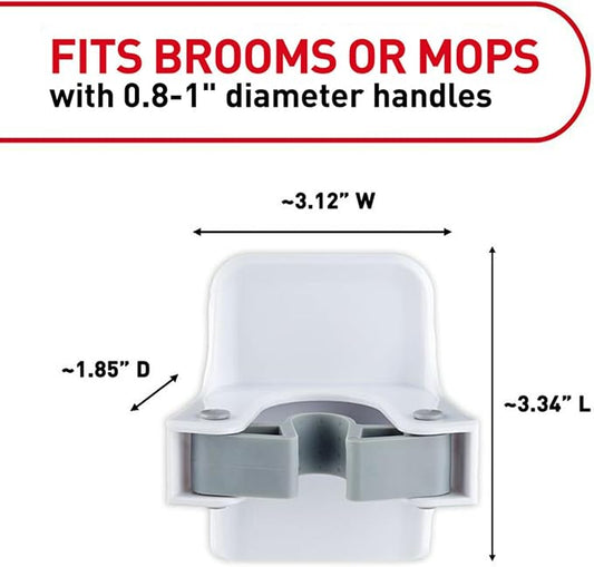 Command Broom and Mop Grippers, 2 Hangers and 4 Strips, Damage-Free Hanging - Image 2
