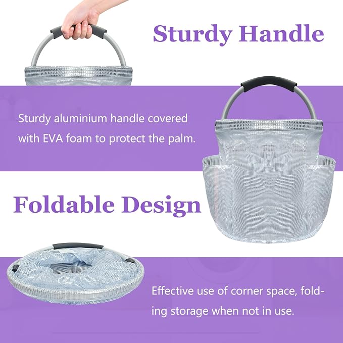 17L Portable Shower Caddy with Handle, Foldable Cleaning Supply Caddy in PVC - Image 4