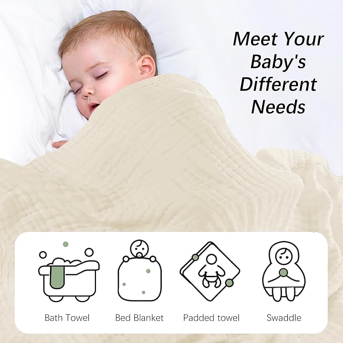 SWEET DOLPHIN Muslin Baby Bath Towels Blanket - Image 5