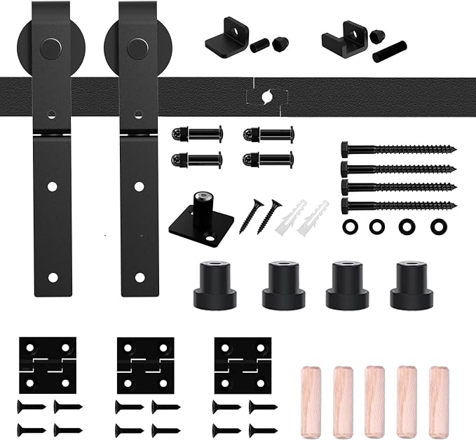 40" Bi-Folding Sliding Barn Door Hardware Track Kit, Smoothly&Quietly, Side - Image 8