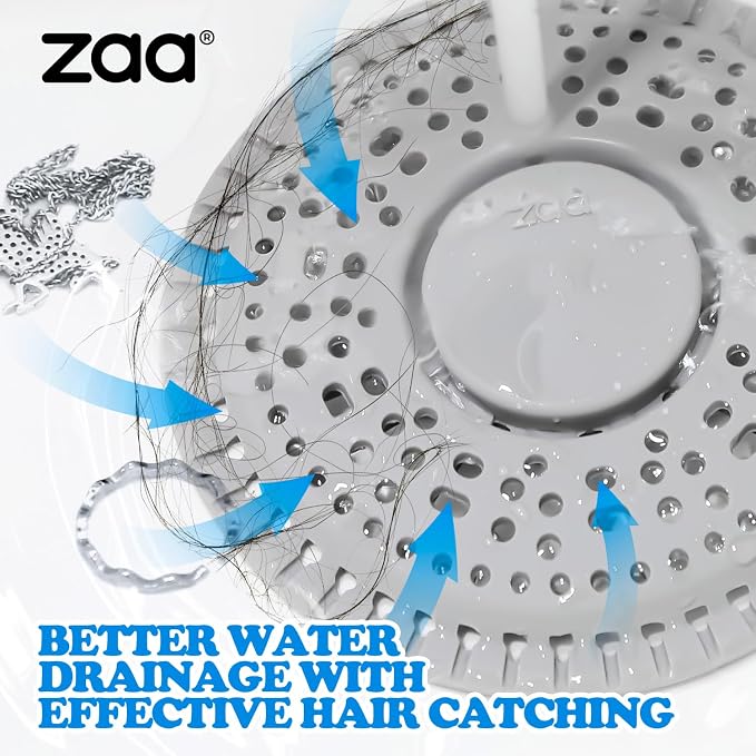 zaa Shower Drain Hair Catcher, 2 Pack Premium Silicone Drain Protector & Shower - Image 3
