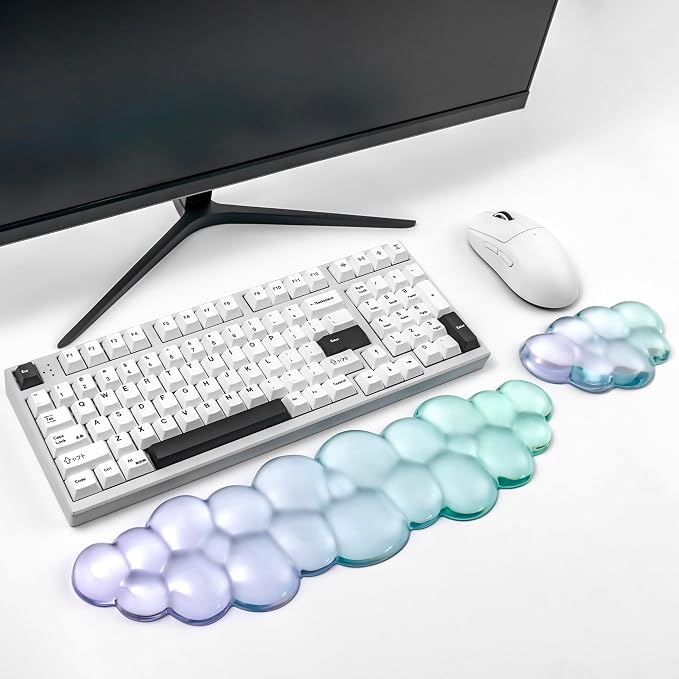 Gel Keyboard and Mouse Wrist Rest Set – Clear Cloud Wrist Rest by Sumgsn