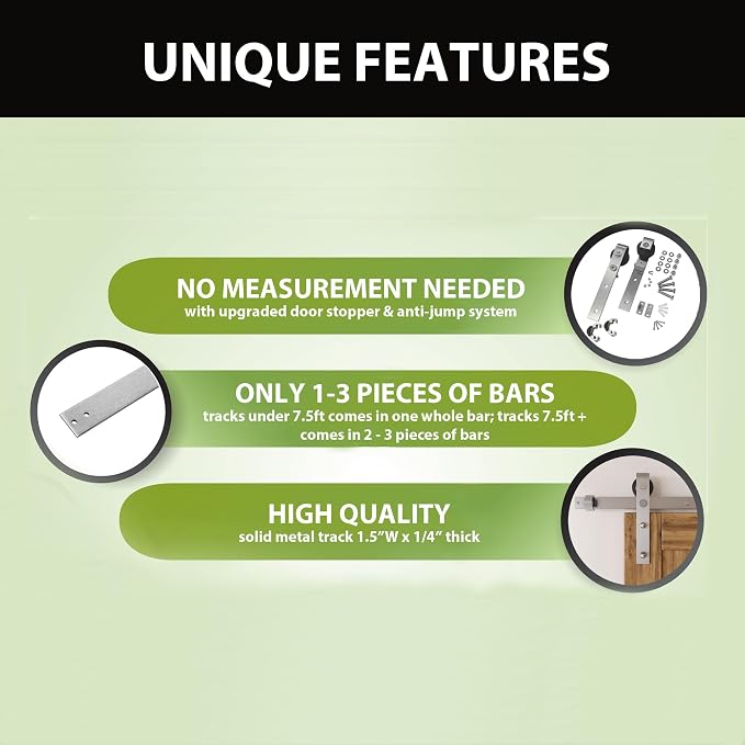 Homacer Brushed Nickel Non-Bypass Sliding Barn Door Hardware Kit, - Image 5