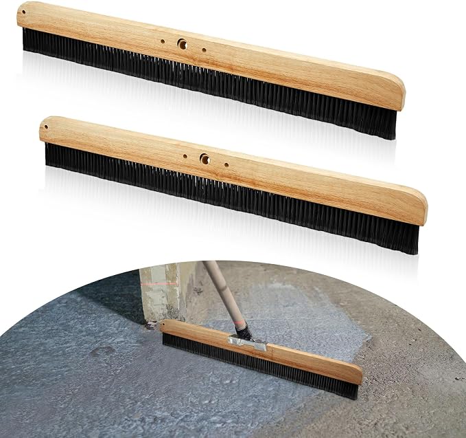 2 Pack 24 Inch Concrete Broom Finishing Tools Wood Backed, Polypropylene by Yiyiring