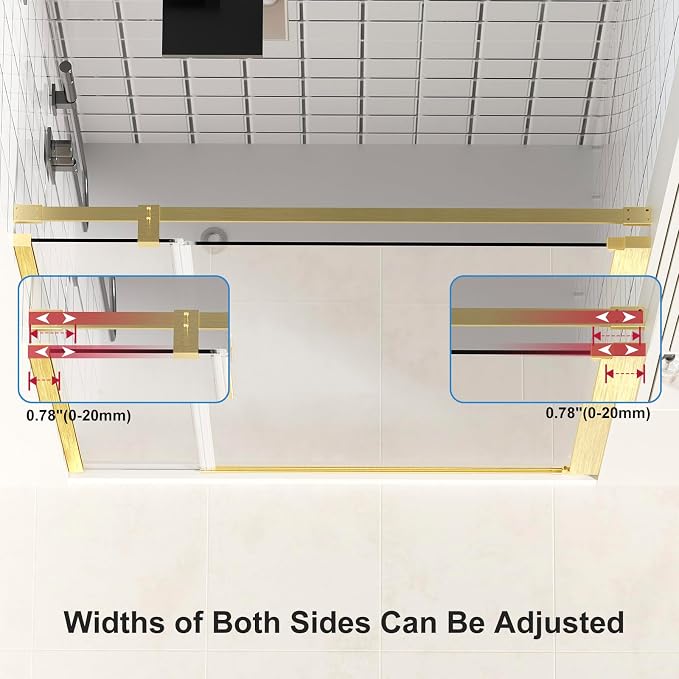 Bathbliss Framed Pivot Shower Door, Glass Shower Door in Brushed Gold, 52.5" to - Image 3