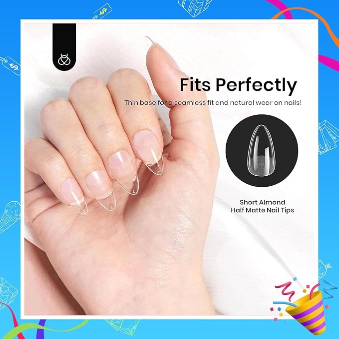 Beetles Soft Gel Nail Tips Short Almond 288pcs in 12 Sizes, Etch-X Pre-Etched - Image 5
