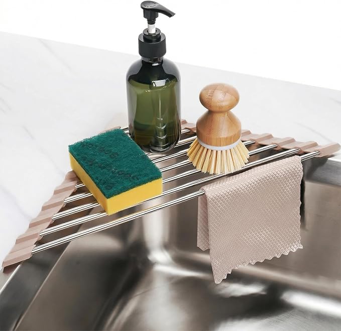 Tomorotec Foldable Stainless Steel Triangle Roll-Up Dish Drying Rack by Tomorotec