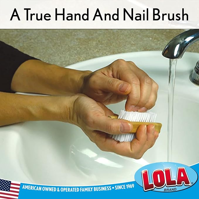 LOLA Classic Hand & Nail Wood Brush, 12 Pack, Heavy Duty 2 Sided Soft & Stiff - Image 5