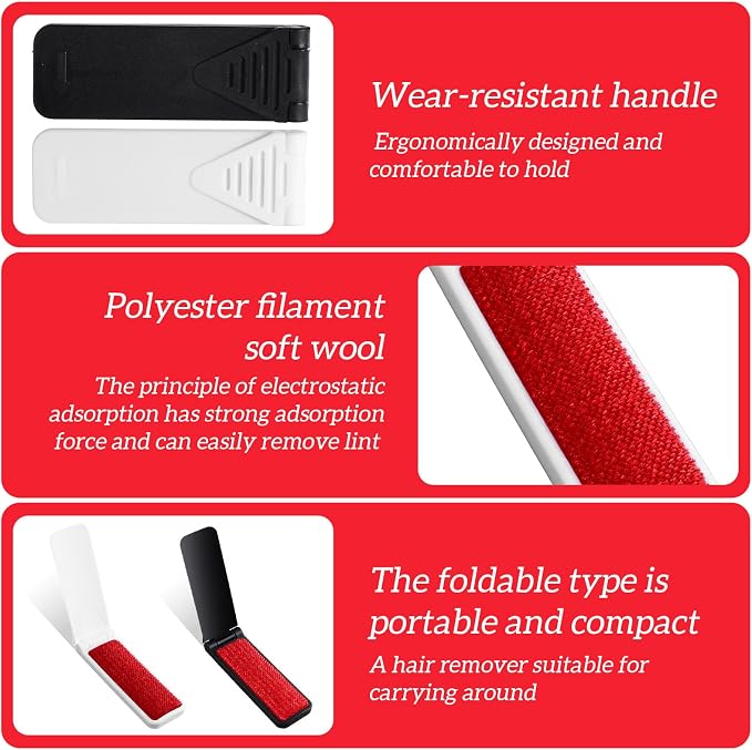 8PCS Mini Lint Brushes, Portable Foldable Lint Brush - Image 3