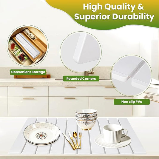 Stone Dish Drying Mat for Kitchen Counter, Super Absorbent Diatomaceous Earth - Image 2