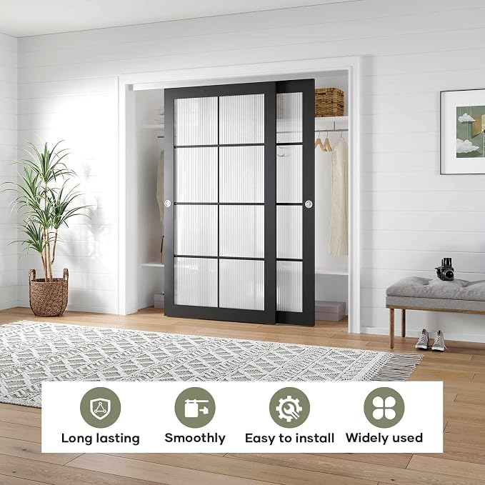 EaseLife 7FT/84in Bypass Double Sliding Pocket Door Hardware Kit, Commercial - Image 2