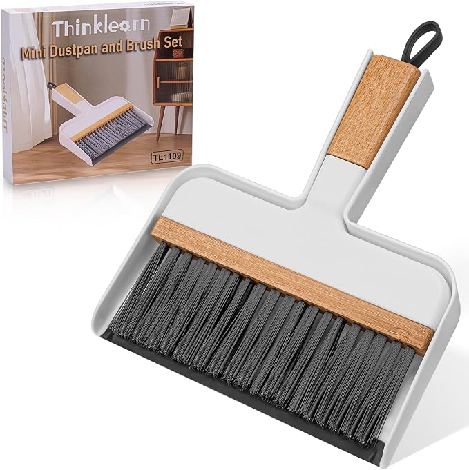 THINKLEARN Mini Dustpan and Brush Set, Portable Broom and Dustpan Combo Set by THINKLEARN