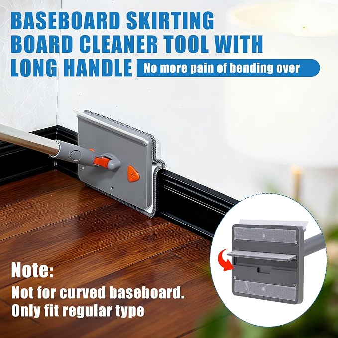 Mops for Floor Cleaning with 57" Long Handle, Scrub Brush, Baseboard Cleaner - Image 5