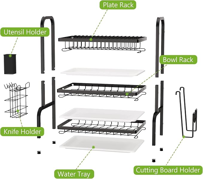 1Easylife Drying Rack, Metal 3-Tier Large Capacity Dish Rack - Image 7