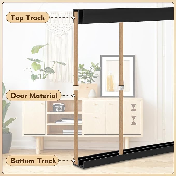 Fancat 4 Sets Plastic Sliding Door Track, 1/4" Thick Panels Glass Cabinet - Image 2