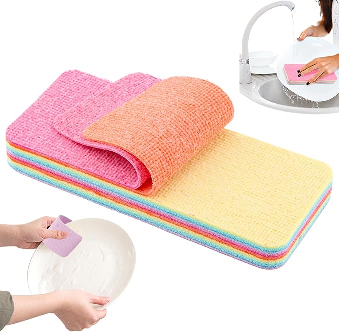 12 Layer Super Microfiber Sponge, Rainbow Multi-Layered Tear-Off Rags, Quick by Ranjaner