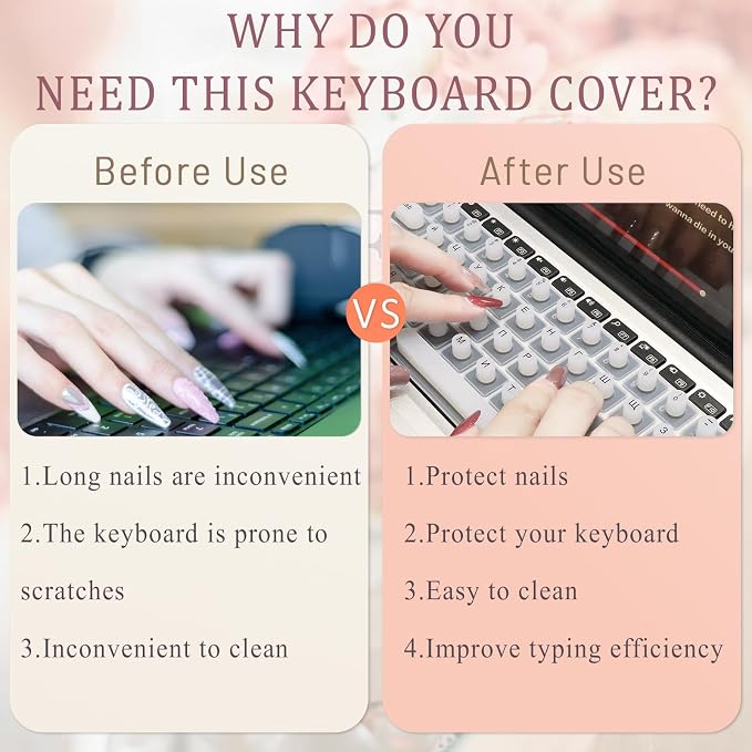 Keyboard Cover for Long Nails, Acrylic Gel Nails - Image 5