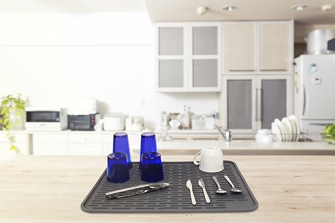 XXL Silicone Dish Drying Mat for Kitchen Counter or Under Sink, Waterproof Pet - Image 2