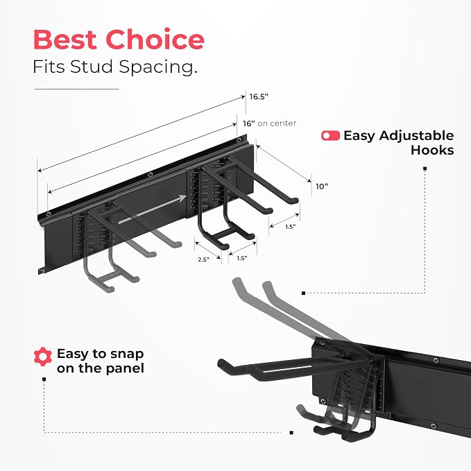 Garage Wall Organizer | 64" Heavy-Duty Tool Storage Rack | Adjustable - Image 3