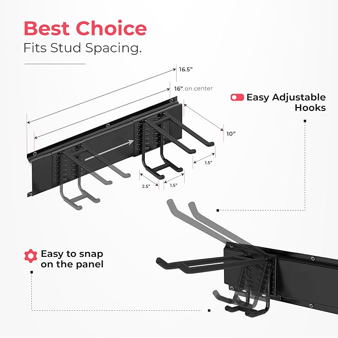 Garage Wall Organizer | 48" Heavy-Duty Tool Storage Rack | Adjustable - Image 3