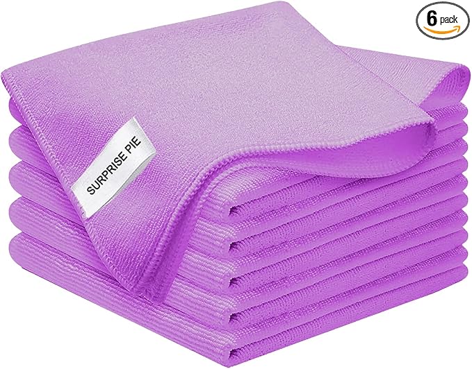 Microfiber Cloth 6Pack Cleaning Rags Absorbant Lint Free Cloth by SURPRISEPIE