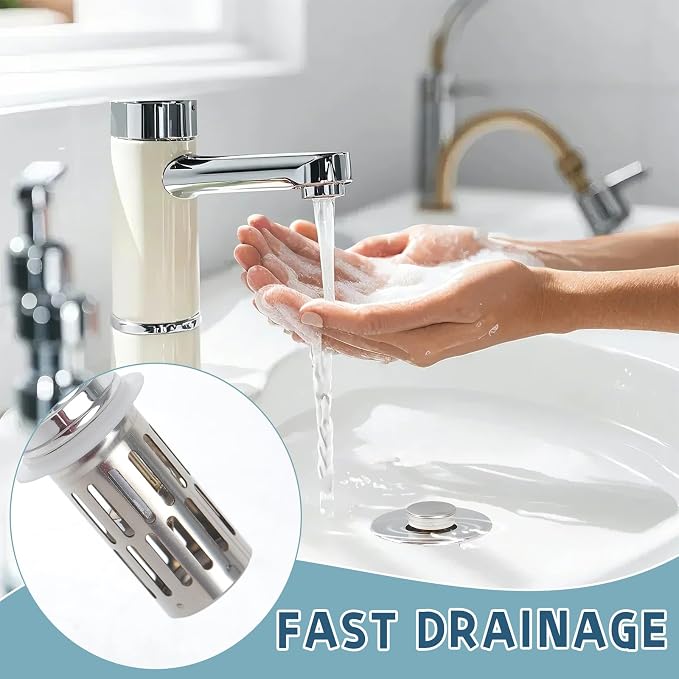 2 Pack Bathroom Sink Stopper for 1.06-1.50in, Universal Bathroom Sink Drain Pop - Image 4