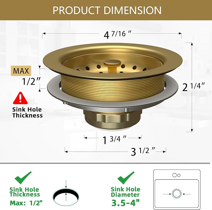 Kitchen Sink Drain Gold Sink Drain Strainer - Image 9