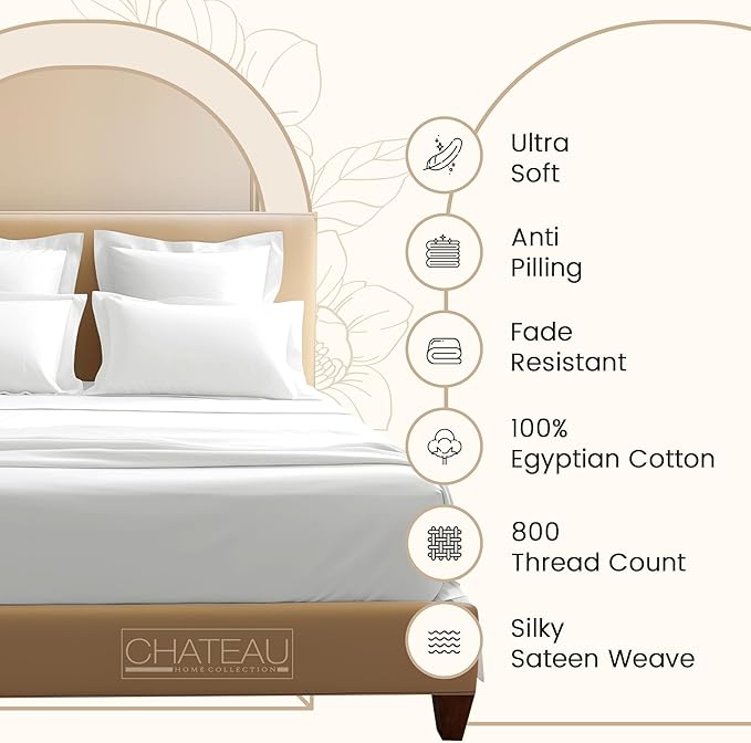 CHATEAU HOME COLLECTION 100% Cotton Bed Sheets Twin Size Sheet Set, 15" Deep Pocket Sheets, No Pilling & Shrinkage Machine Washabe Fade Resistant Luxury Hotel Sheets- Semolina