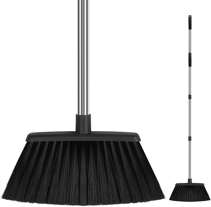 Heavy Duty Angle Broom, 55-Inch Long Handle Extra Wide 12.6 Inch Head, by UDUK
