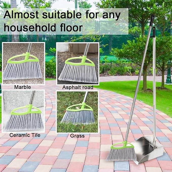 Heavy Duty Broom and Dustpan Set, Metal Stand Up Dustpan - Image 7