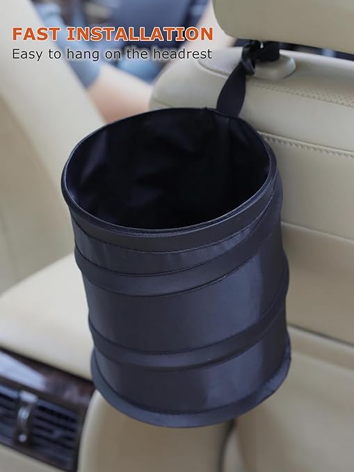 Ginsco New Leakproof Car Trash Can, 1 Gallon Mini Trash Can Pop-up Collapsible - Image 4