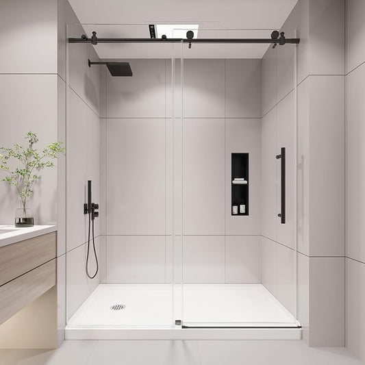 KPUY Frameless Shower Door, 43-48" W x 76" H Sliding Glass Shower Door by KPUY