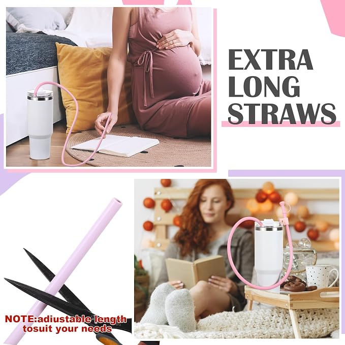 Baderke 2 Set Extra Long 35" Reusable Silicone Straws Compatible - Image 3