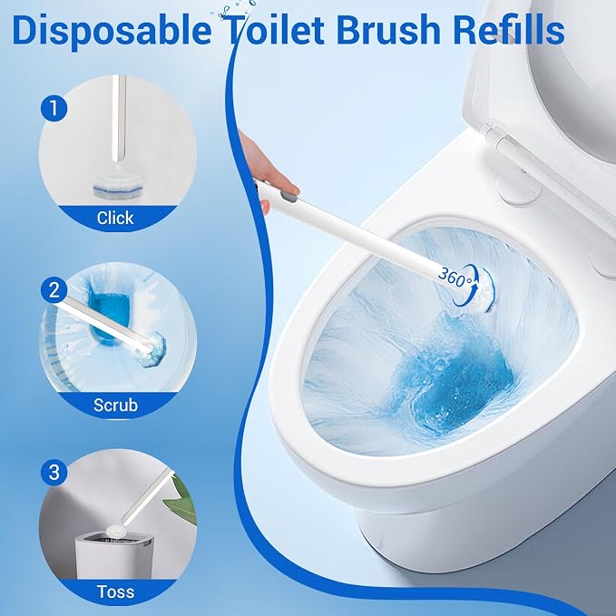 50 Counts Disposable Toilet Bowl Wand Refills, 5X Cleaning Power Toilet Cleaner - Image 6