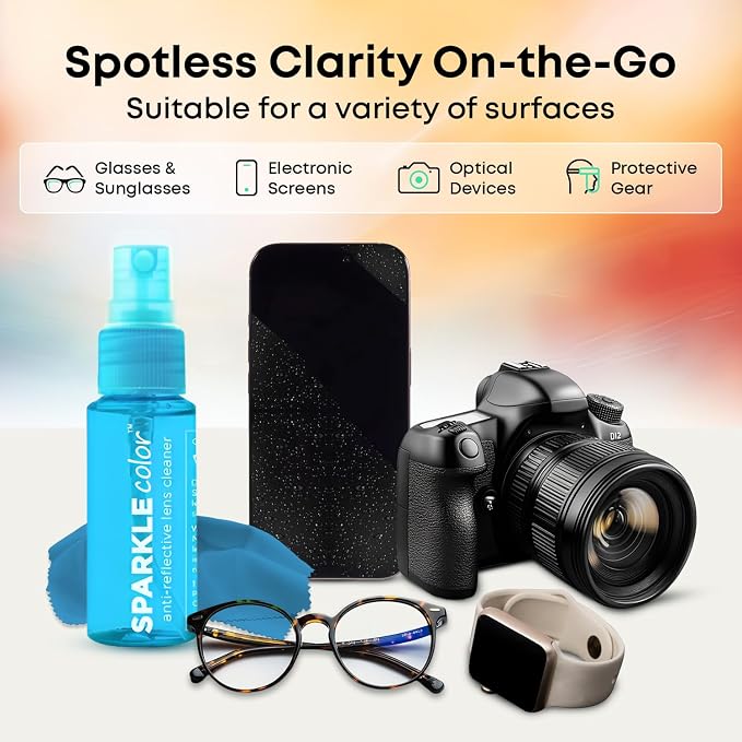 Sparkle Anti-Reflective Safe Lens Cleaner Spray Kit - 1oz Glasses Cleaner - Image 2