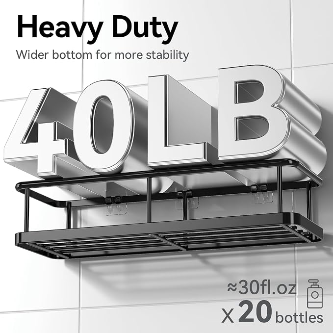 YASONIC Shower Caddy Adhesive, Rustproof Shower Shelves - Image 4
