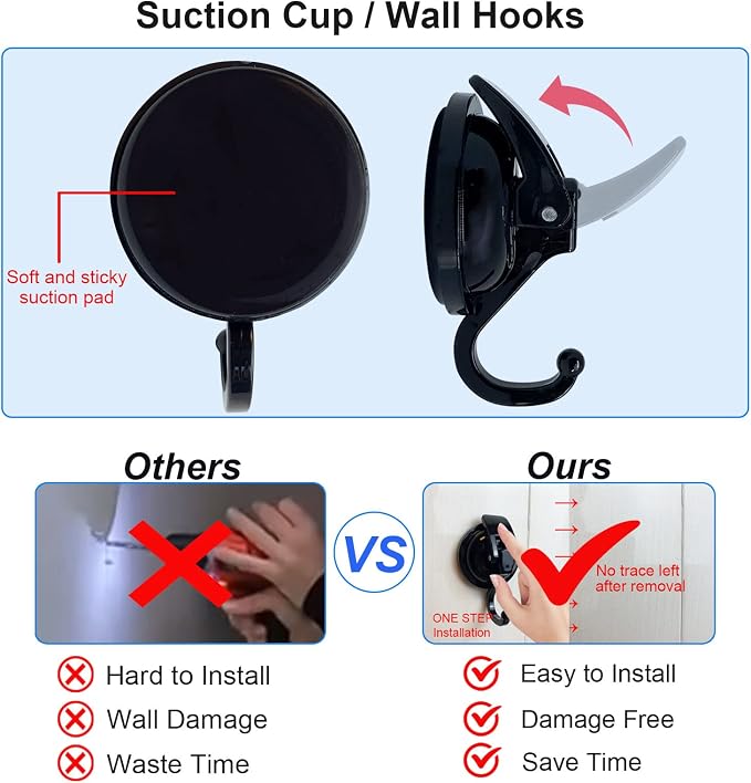Heavy Duty Suction Cup Hooks for Shower, Bathroom Robe, Garland Decoration - Image 6