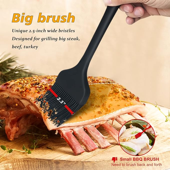 Walfos 3 Size Basting Brush, High Heat Resistant Silicone Pastry Brushes - Image 4