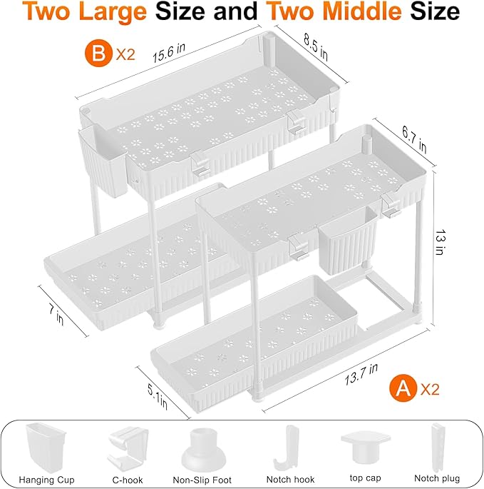 Under Sink Organizer, Bathroom Organizers and Storage, 2 Tier Multi-Use Pull - Image 6