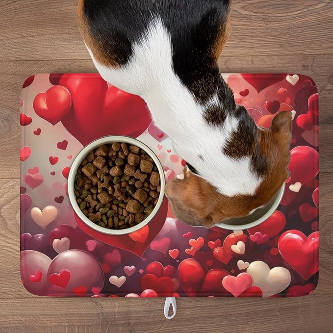 Valentines Day Dish Drying Mat for Kitchen Counter 24x18 Inch Red Heart Drying - Image 8