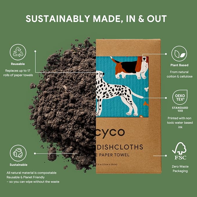 RECYCO Swedish Dishcloths for Kitchen | 6 Pack Doggy Daydreams Washable Dish - Image 3