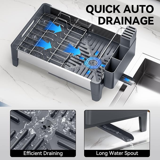 Expandable Dish Drying Rack, Stainless Steel Dish Rack - Image 4