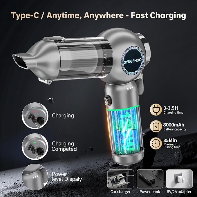 Car Vacuum Portable Cordless 20000PA High Power Mini Vacuum Cleaner 4-in-1 - Image 4