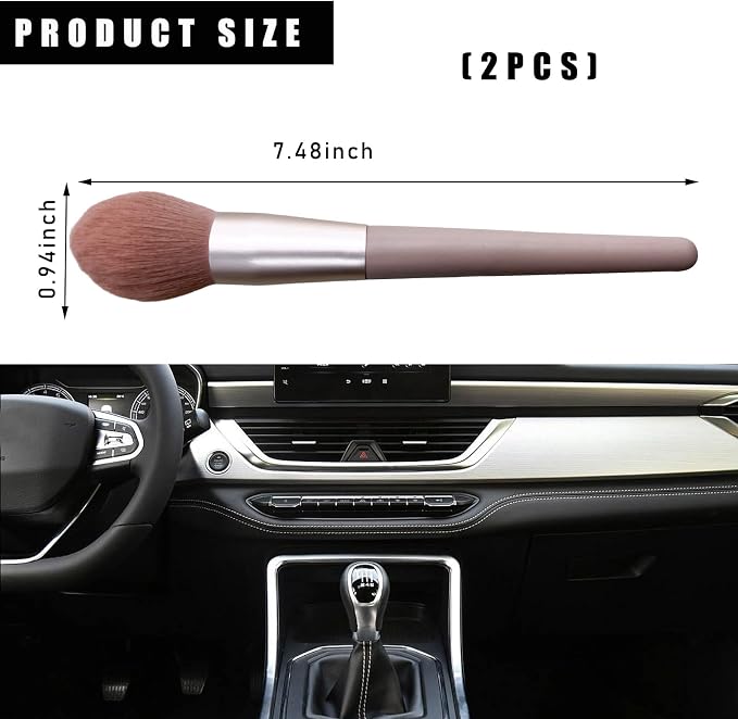 2PCS Car Interior Dust Brush, Soft Scratch Free Auto Detailing Brushes - Image 2