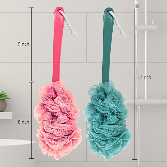 2Pack Back Scrubber for Shower, Loofah Sponge Brush Exfoliating Body, Long - Image 5
