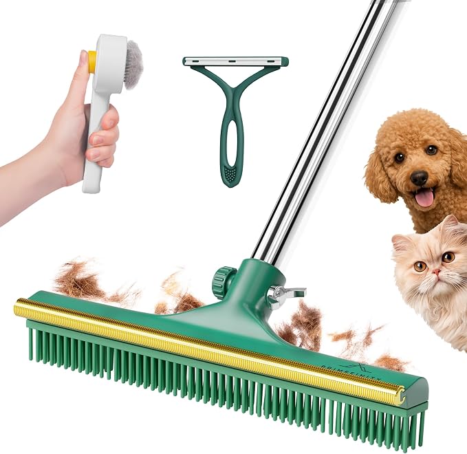 Carpet Rake for Pet Hair Removal, 60” Long Handle – Heavy-Duty Pet Hair Remover by Unknown